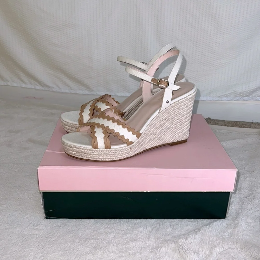 Kate Spade New York Tan Tulum Ankle Strap Wedge Heel Sandal - Size 10, NIB